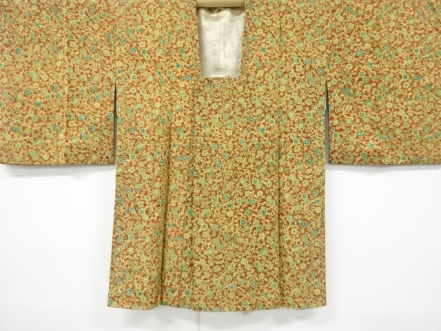 JAPANESE KIMONO / ANTIQUE MICHIYUKI COAT / SILK / JODAI TSUMUGI / FLOWER